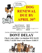 Town Clerks office just an early reminder that it is almost time to renew your dog